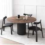 Modern Ash Wood Round Dining Table with Multi-Layer Board and Aluminum Alloy Base – Stylish & Durable Design for Your Home fhmj-5035