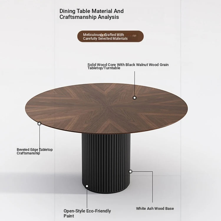Modern Ash Wood Round Dining Table with Multi-Layer Board and Aluminum Alloy Base – Stylish & Durable Design for Your Home fhmj-5035