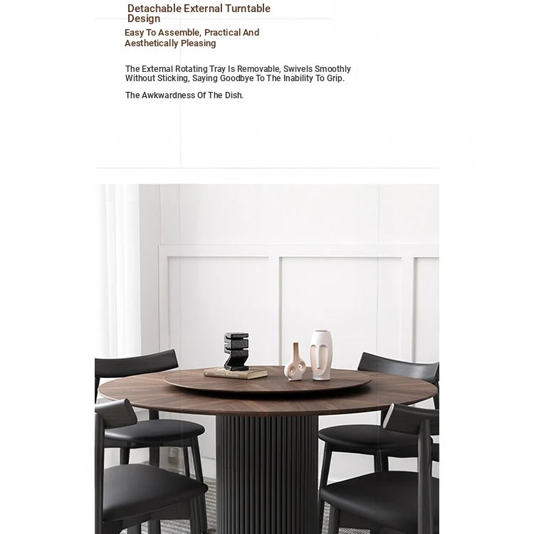 Modern Ash Wood Round Dining Table with Multi-Layer Board and Aluminum Alloy Base – Stylish & Durable Design for Your Home fhmj-5035