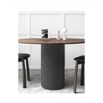 Modern Ash Wood Round Dining Table with Multi-Layer Board and Aluminum Alloy Base – Stylish & Durable Design for Your Home fhmj-5035