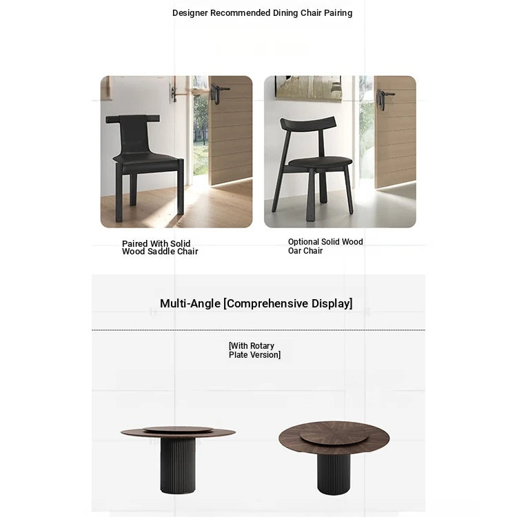 Modern Ash Wood Round Dining Table with Multi-Layer Board and Aluminum Alloy Base – Stylish & Durable Design for Your Home fhmj-5035