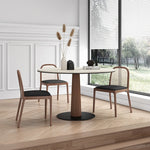 Elegant Round Ash Wood Table with Ceramic Sintered Stone Top – Modern Multi-layer Design for Living Room or Dining Space fhmj-5036