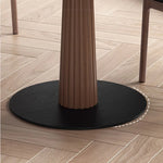 Elegant Round Ash Wood Table with Ceramic Sintered Stone Top – Modern Multi-layer Design for Living Room or Dining Space fhmj-5036