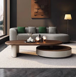 Modern Solid Wood and Multi-layer Board Tea Table with Elegant Synthetic Leather Finish – Stylish Centerpiece for Any Living Room fhmj-5037