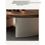 Modern Solid Wood and Multi-layer Board Tea Table with Elegant Synthetic Leather Finish – Stylish Centerpiece for Any Living Room fhmj-5037