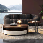 Elegant Solid Wood Tea Table with Multi-layer Board and Synthetic Leather Accents - Modern Living Room Centerpiece fhmj-5039