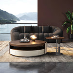 Elegant Solid Wood Tea Table with Multi-layer Board and Synthetic Leather Accents - Modern Living Room Centerpiece fhmj-5039