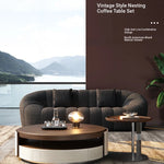 Elegant Solid Wood Tea Table with Multi-layer Board and Synthetic Leather Accents - Modern Living Room Centerpiece fhmj-5039