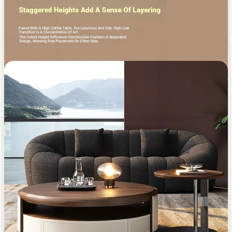 Elegant Solid Wood Tea Table with Multi-layer Board and Synthetic Leather Accents - Modern Living Room Centerpiece fhmj-5039