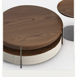 Elegant Solid Wood Tea Table with Multi-layer Board and Synthetic Leather Accents - Modern Living Room Centerpiece fhmj-5039