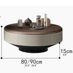 Elegant Solid Wood Coffee Table Set with Multi-layer Top and Synthetic Leather Finish - Perfect for Modern Living Rooms fhmj-5040