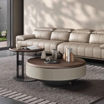 Elegant Solid Wood Coffee Table Set with Multi-layer Top and Synthetic Leather Finish - Perfect for Modern Living Rooms fhmj-5040