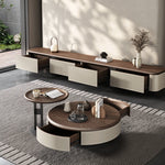 Elegant Solid Wood Coffee Table Set with Multi-layer Top and Synthetic Leather Finish - Perfect for Modern Living Rooms fhmj-5040