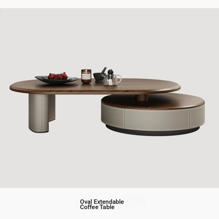 Elegant Solid Wood Coffee Table Set with Multi-layer Top and Synthetic Leather Finish - Perfect for Modern Living Rooms fhmj-5040