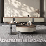 Elegant Solid Wood Coffee Table Set with Multi-layer Top and Synthetic Leather Finish - Perfect for Modern Living Rooms fhmj-5040