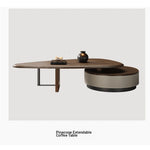 Elegant Solid Wood Coffee Table Set with Multi-layer Top and Synthetic Leather Finish - Perfect for Modern Living Rooms fhmj-5040