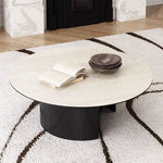 Modern Round Ceramic Sintered Stone Coffee Table - Elegant Multi-layer Design for Living Room Decor fhmj-5043