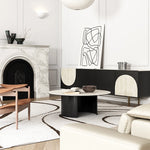 Modern Round Ceramic Sintered Stone Coffee Table - Elegant Multi-layer Design for Living Room Decor fhmj-5043