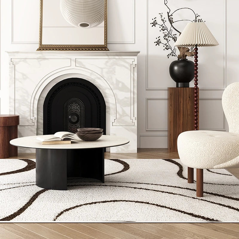 Modern Round Ceramic Sintered Stone Coffee Table - Elegant Multi-layer Design for Living Room Decor fhmj-5043