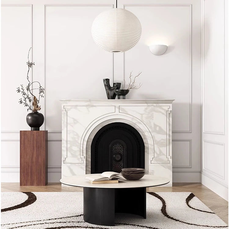 Modern Round Ceramic Sintered Stone Coffee Table - Elegant Multi-layer Design for Living Room Decor fhmj-5043