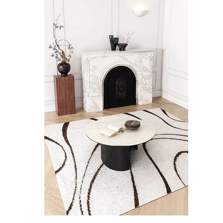 Modern Round Ceramic Sintered Stone Coffee Table - Elegant Multi-layer Design for Living Room Decor fhmj-5043