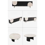 Modern Round Ceramic Sintered Stone Coffee Table - Elegant Multi-layer Design for Living Room Decor fhmj-5043