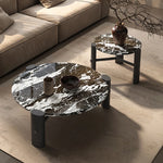 Elegant Round Solid Wood and Marble Coffee Table Set - Modern Design for Living Room Décor fhmj-5044
