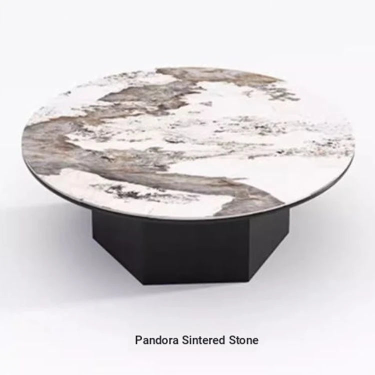 Modern Multi-Layer Board and Ceramic Sintered Stone Coffee Table – Stylish Round Tea Table for Chic Living Rooms fhmj-5045