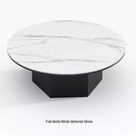 Modern Multi-Layer Board and Ceramic Sintered Stone Coffee Table – Stylish Round Tea Table for Chic Living Rooms fhmj-5045