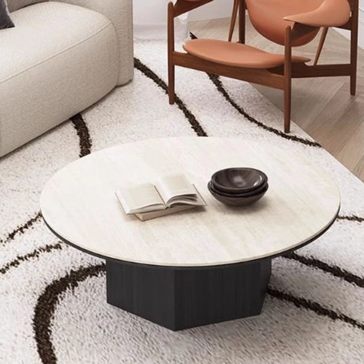 Modern Multi-Layer Board and Ceramic Sintered Stone Coffee Table – Stylish Round Tea Table for Chic Living Rooms fhmj-5045
