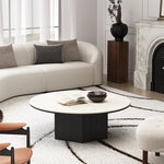 Modern Multi-Layer Board and Ceramic Sintered Stone Coffee Table – Stylish Round Tea Table for Chic Living Rooms fhmj-5045