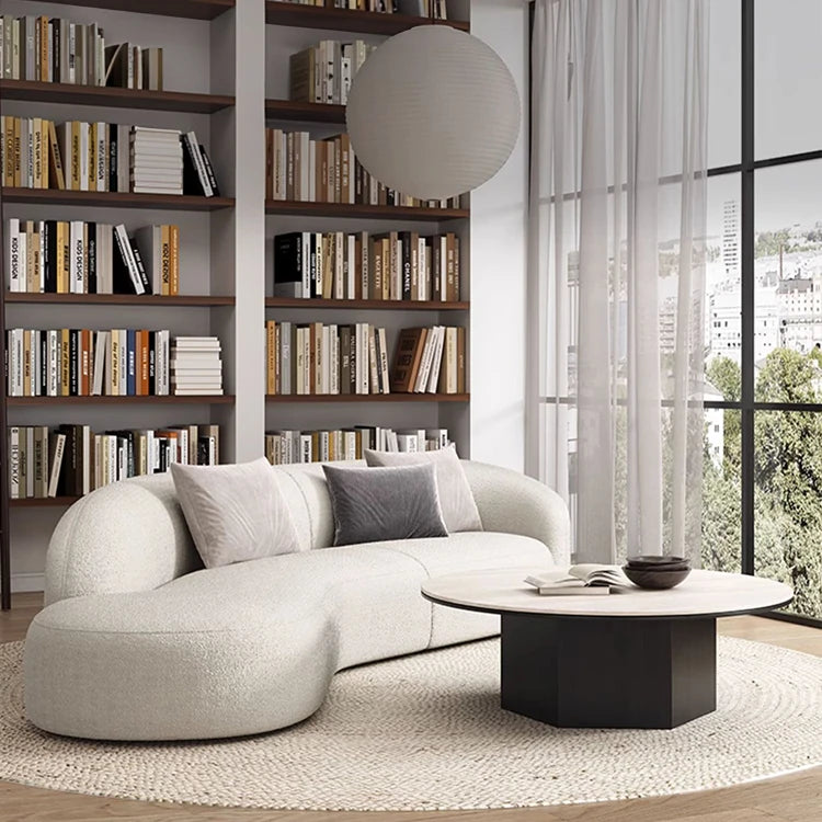 Modern Multi-Layer Board and Ceramic Sintered Stone Coffee Table – Stylish Round Tea Table for Chic Living Rooms fhmj-5045