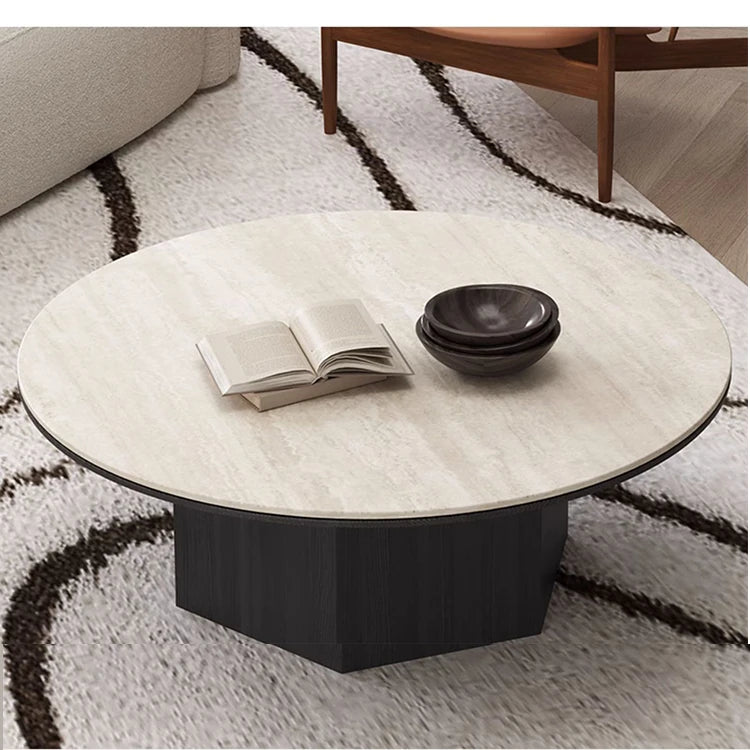 Modern Multi-Layer Board and Ceramic Sintered Stone Coffee Table – Stylish Round Tea Table for Chic Living Rooms fhmj-5045