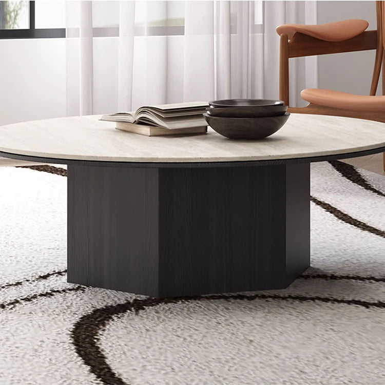 Modern Multi-Layer Board and Ceramic Sintered Stone Coffee Table – Stylish Round Tea Table for Chic Living Rooms fhmj-5045
