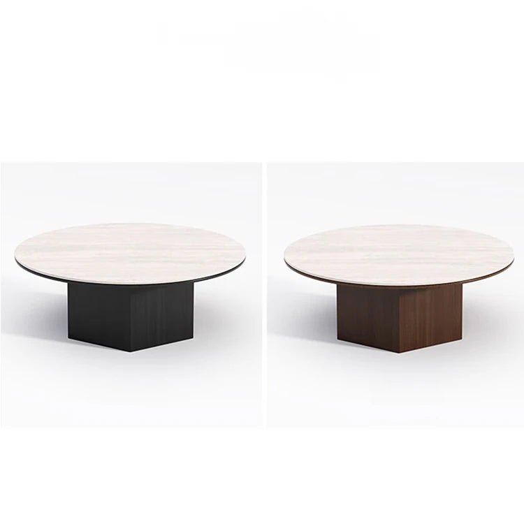 Modern Multi-Layer Board and Ceramic Sintered Stone Coffee Table – Stylish Round Tea Table for Chic Living Rooms fhmj-5045