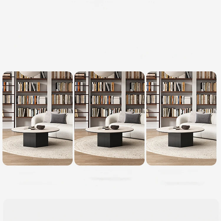Modern Multi-Layer Board and Ceramic Sintered Stone Coffee Table – Stylish Round Tea Table for Chic Living Rooms fhmj-5045