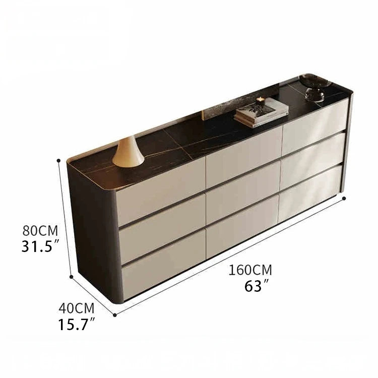 Stylish Sintered Stone & PU Leather Cabinet - Modern Storage Solution for Home Decor fhx-4572