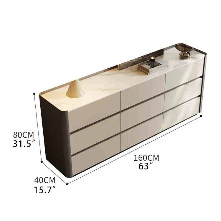 Stylish Sintered Stone & PU Leather Cabinet - Modern Storage Solution for Home Decor fhx-4572
