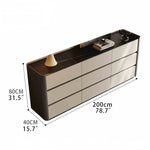 Stylish Sintered Stone & PU Leather Cabinet - Modern Storage Solution for Home Decor fhx-4572
