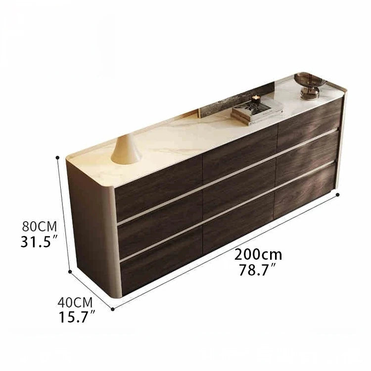 Stylish Sintered Stone & PU Leather Cabinet - Modern Storage Solution for Home Decor fhx-4572