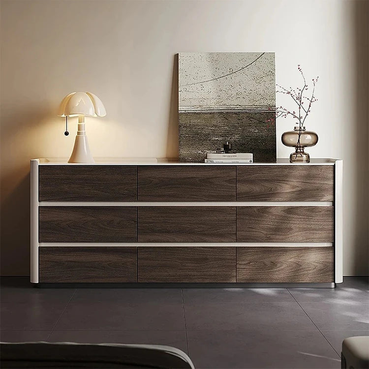 Stylish Sintered Stone & PU Leather Cabinet - Modern Storage Solution for Home Decor fhx-4572