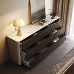 Stylish Sintered Stone & PU Leather Cabinet - Modern Storage Solution for Home Decor fhx-4572