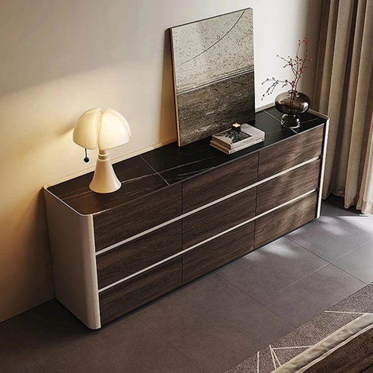 Stylish Sintered Stone & PU Leather Cabinet - Modern Storage Solution for Home Decor fhx-4572