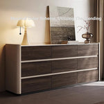 Stylish Sintered Stone & PU Leather Cabinet - Modern Storage Solution for Home Decor fhx-4572