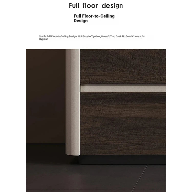 Stylish Sintered Stone & PU Leather Cabinet - Modern Storage Solution for Home Decor fhx-4572