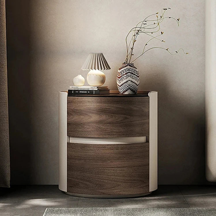 Stylish Modern Bedside Cupboard with Sintered Stone Top & PU Leather Accents - Perfect for Your Bedroom Decor fhx-4573