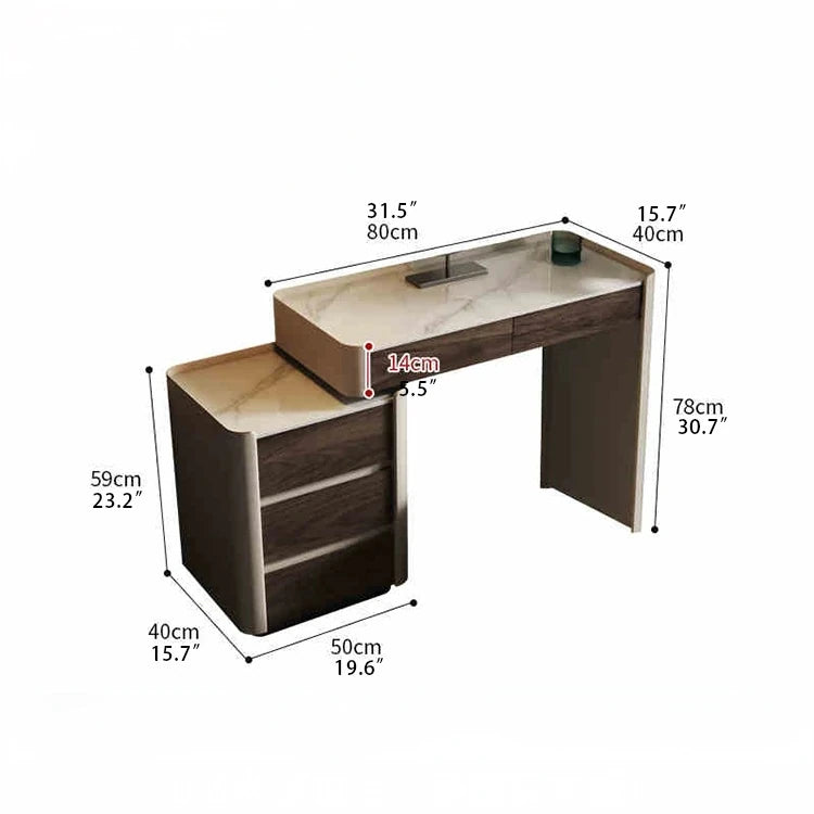 Sleek Makeup Table with Sintered Stone Top and Synthetic Leather Finish – Elegant Vanity Desk for Modern Spaces fhx-4575