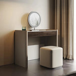Sleek Makeup Table with Sintered Stone Top and Synthetic Leather Finish – Elegant Vanity Desk for Modern Spaces fhx-4575