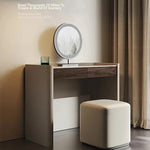 Sleek Makeup Table with Sintered Stone Top and Synthetic Leather Finish – Elegant Vanity Desk for Modern Spaces fhx-4575