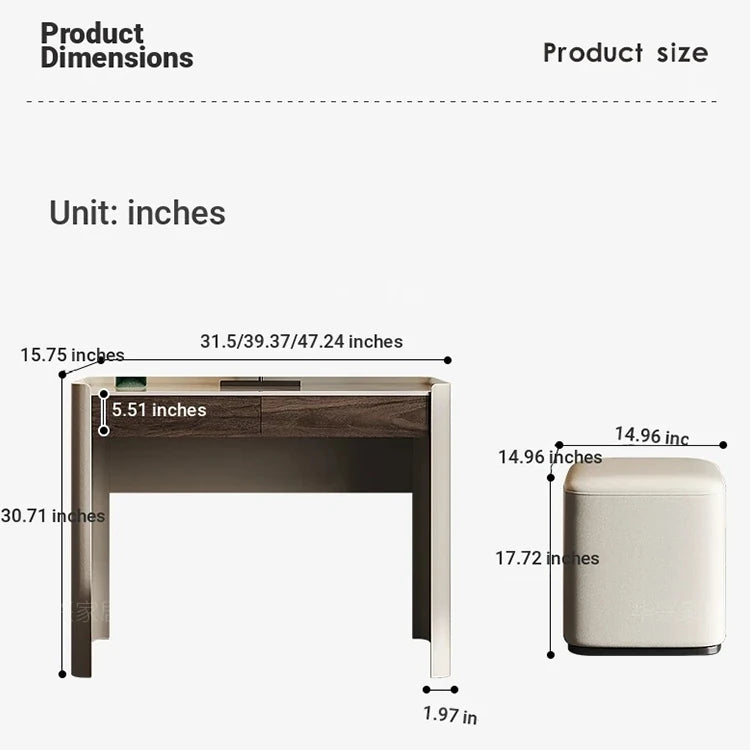 Sleek Makeup Table with Sintered Stone Top and Synthetic Leather Finish – Elegant Vanity Desk for Modern Spaces fhx-4575